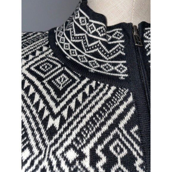 Chico’s Women’s Argyle Print Cardigan Sweater size 2/L Cotton Ramie Zip Up - Picture 3 of 6